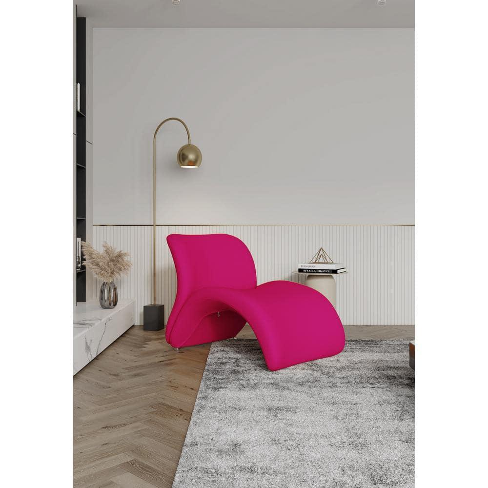 Manhattan Comfort Rosebud Wool Blend Fabric Accent Chair in Fuchsia Pink