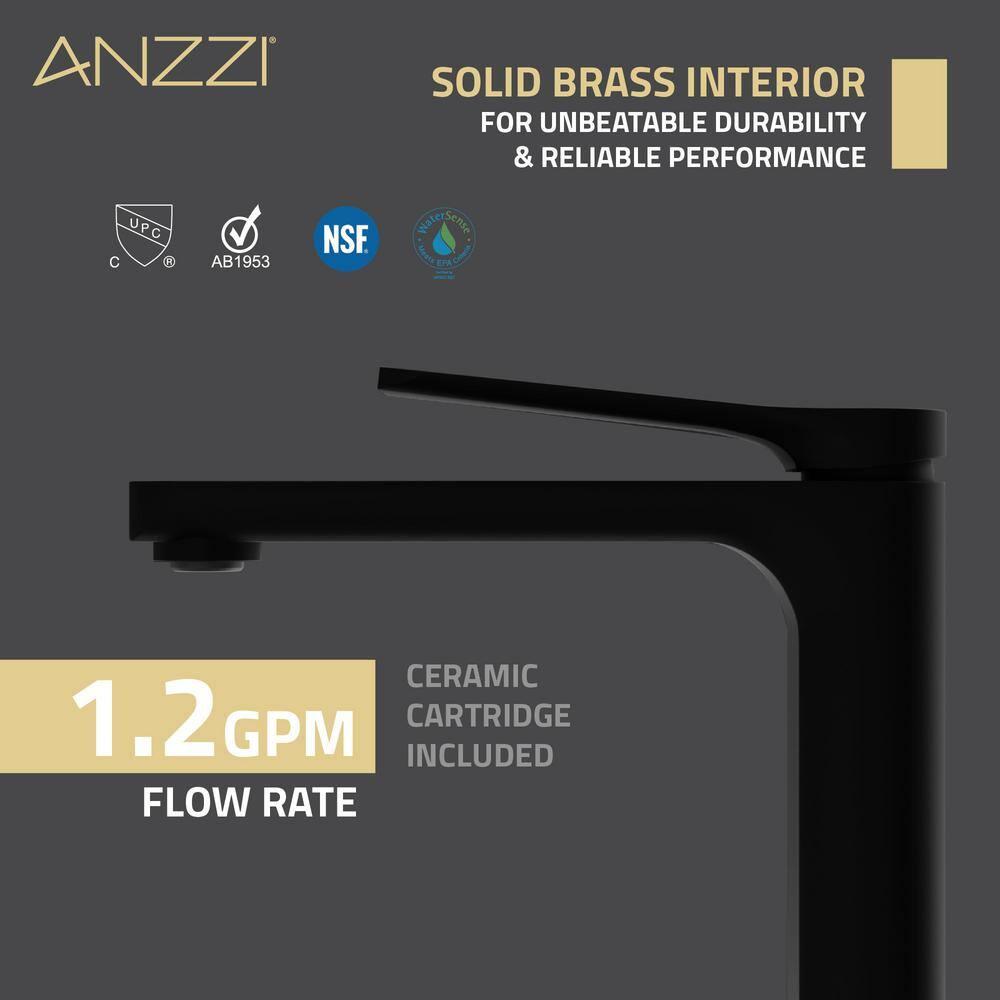 ANZZI Single-Hole Single-handle Bathroom Faucet with Drain Assembly L-AZ901MB-BG