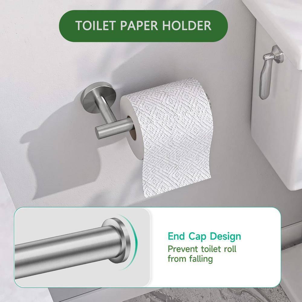 24 Inch Towel Bar Sets 4 Pieces Bathroom Kit Accessories Restroom Towel Ring Holder Toilet Paper Holder and Hook Set SUS 304 Stainless Steel Bathroom Hardware Heavy Duty Wall Mount (Brushed Silver)