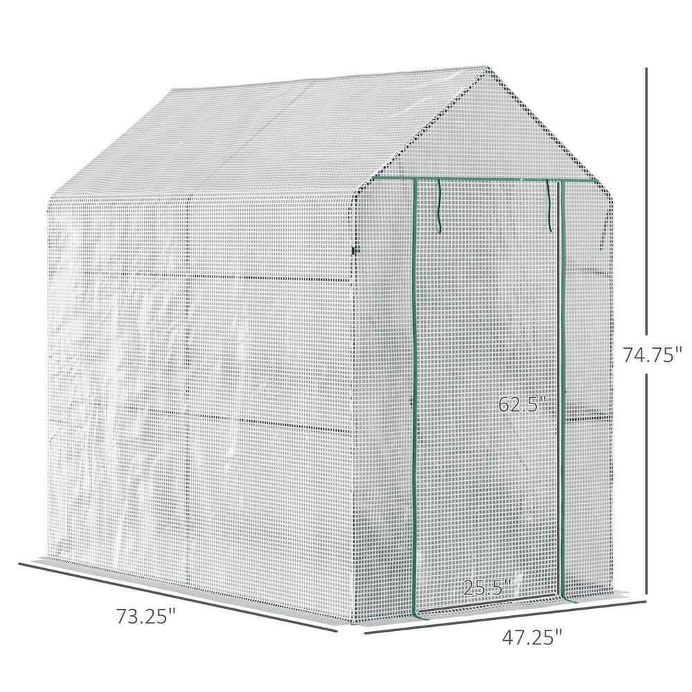 Quictent 56"x56"x77" Outdoor Portable Walk-in Greenhouse 3 Tiers 6 Shelves Garden Planter W/ Clear Cover