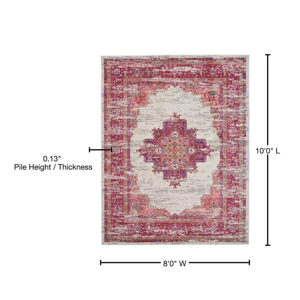 Nourison Passion Medallion Bohemian Indoor Rug Ivory/Fuchsia 8' x 10'