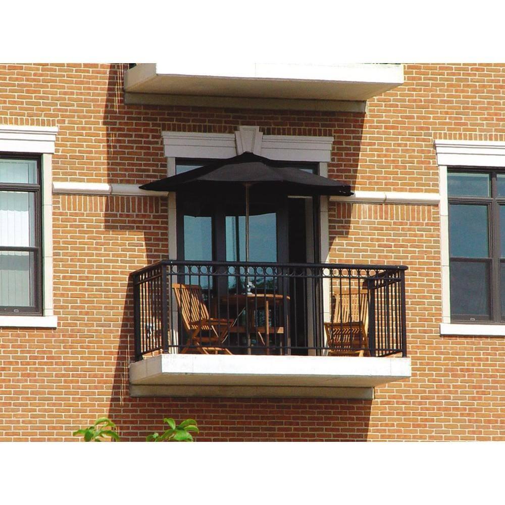 Blue Star OFF-THE-WALL BRELLA Sunbrella Half Umbrella, 9'-Width, Black Canopy