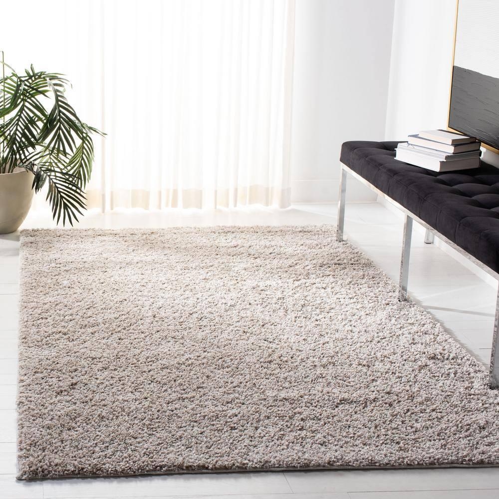 Arizona Shag ASG820 Power Loomed Indoor Area Rug - Linen - 4'x6' - Safavieh
