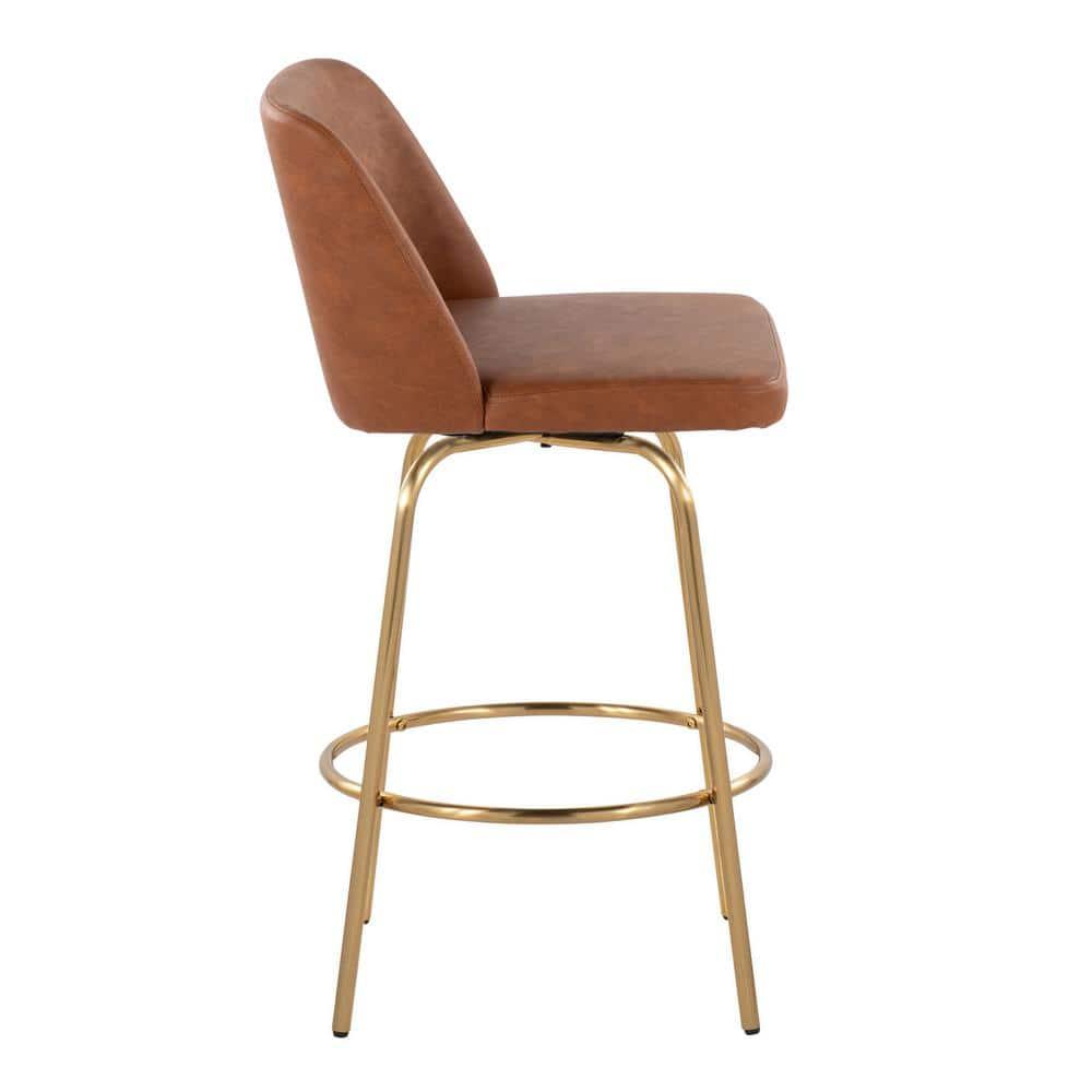 Swivel Upholstered Counter Stool with Metal Frame