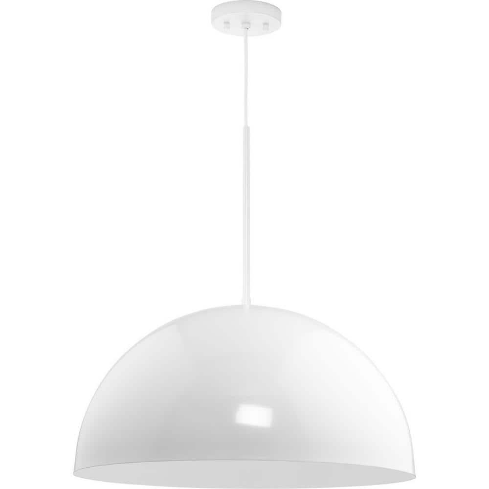 Progress Lighting, Perimeter, 1-Light Pendant, Brushed Nickel, White Interior Shade