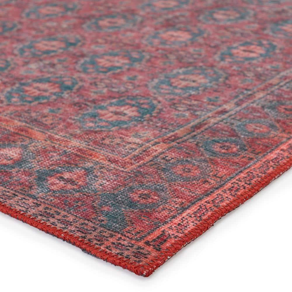 Kate Lester + Jaipur Living Machine Washable Kalinar Power Loom Performance Dark Red/Blue Rug