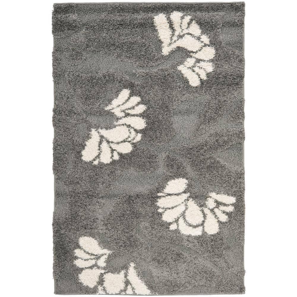 Florida Shag SG459 Power Loomed Indoor Accent Rug - Grey/Beige - 3'3"x5'3" - Safavieh