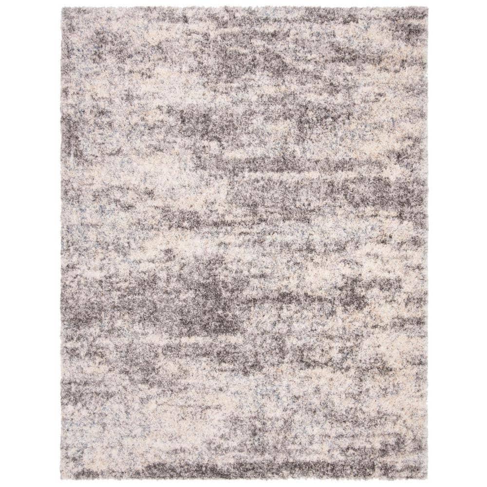SAFAVIEH Berber Harold Abstract Plush Shag Area Rug, Grey/Cream, 8' x 10'
