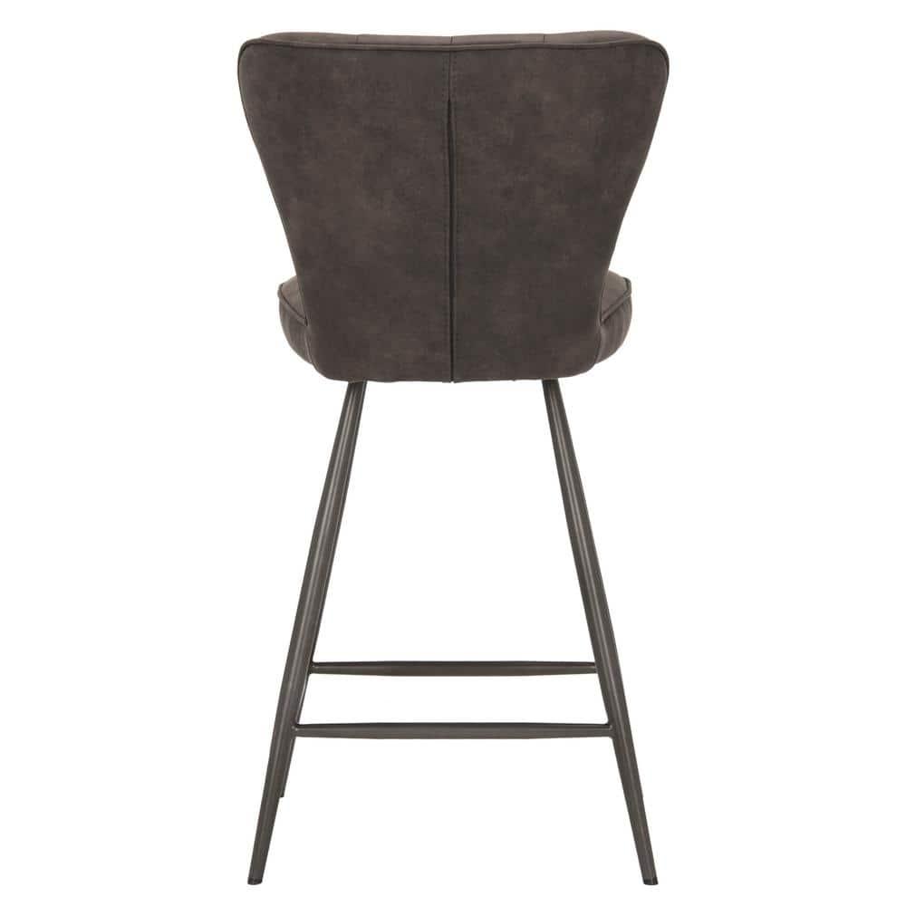 Ashby 26"H Mid-Century Modern Leather Tufted Swivel Counter Stool (Set of 2) - FOX1702 - Grey - Safavieh Couture