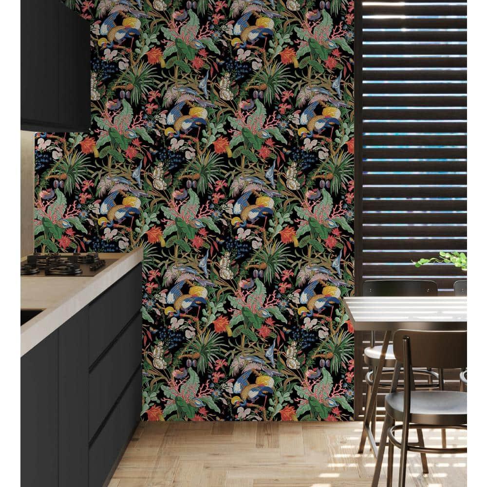 NextWall Ebony Tropical Canopy Peel and Stick Wallpaper