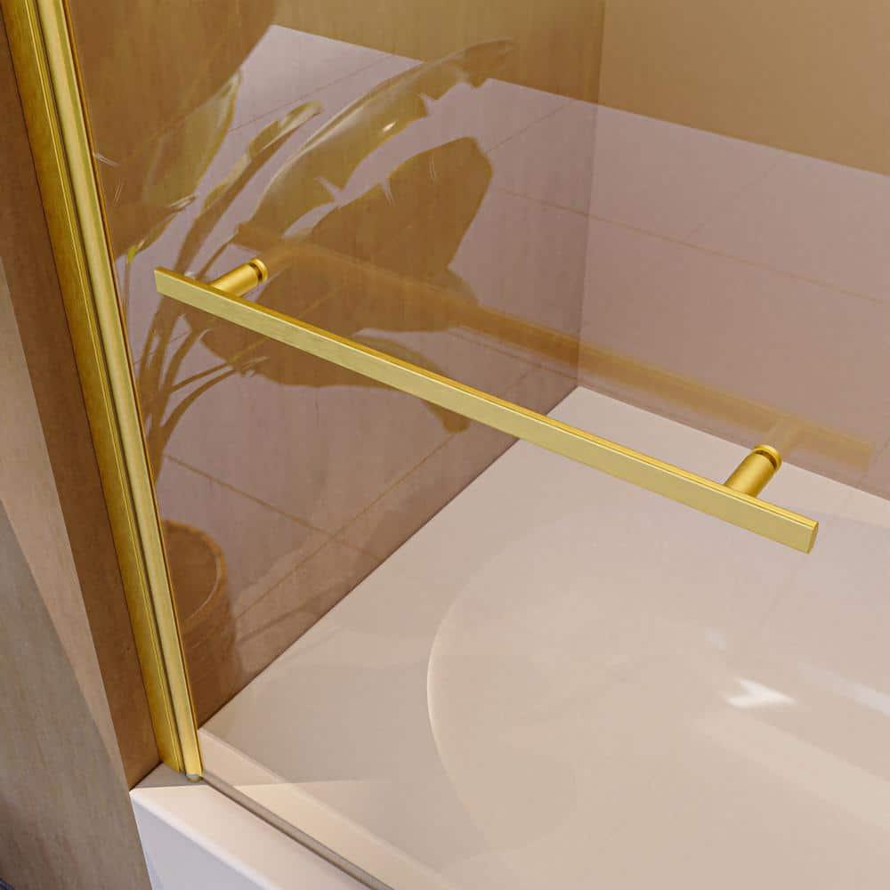 31"W x 55"H Frameless Folding Pivot Shower Tub Door Reversible Installation