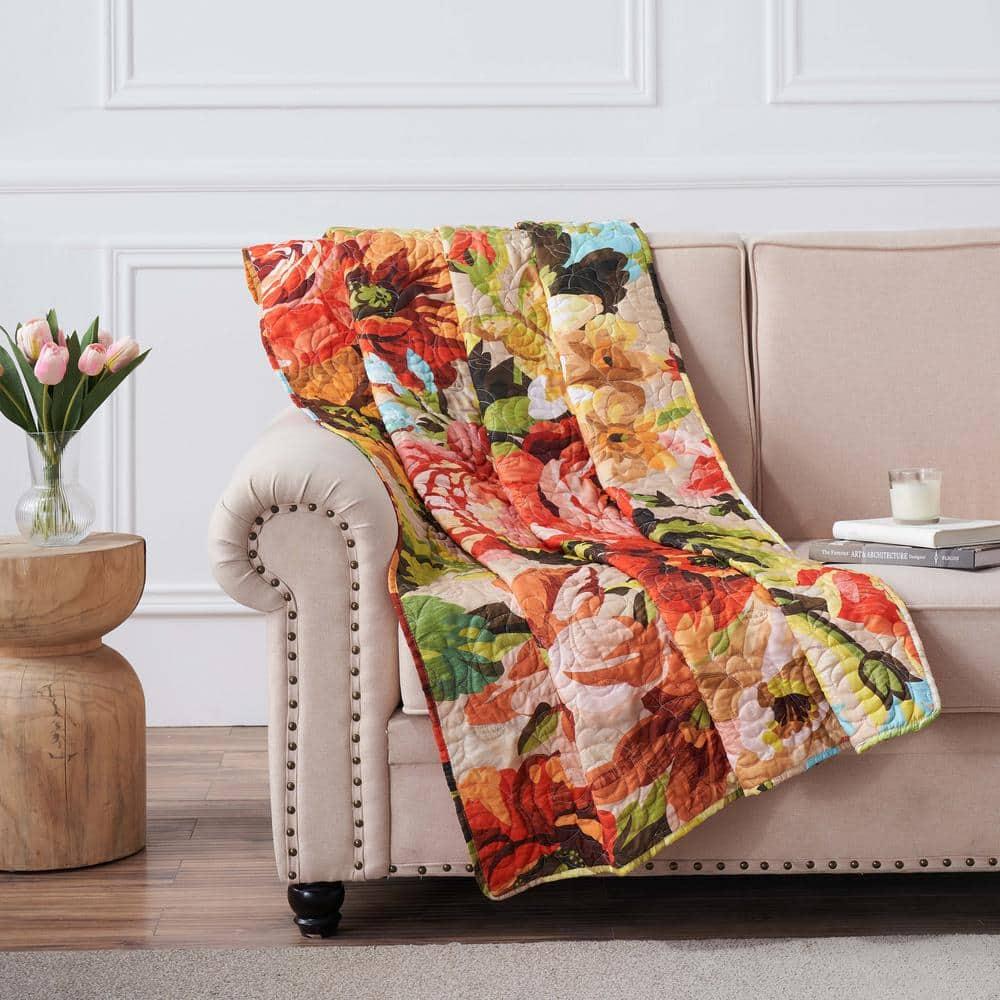 Greenland Home Fashions Senna Floral Reversible Quilted Throw