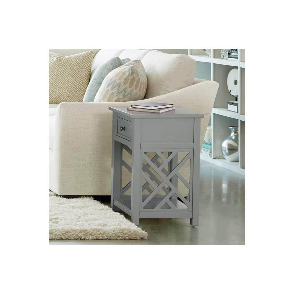 Alaterre Furniture Coventry Indoor Modern Storage Wood Square End Table, Gray