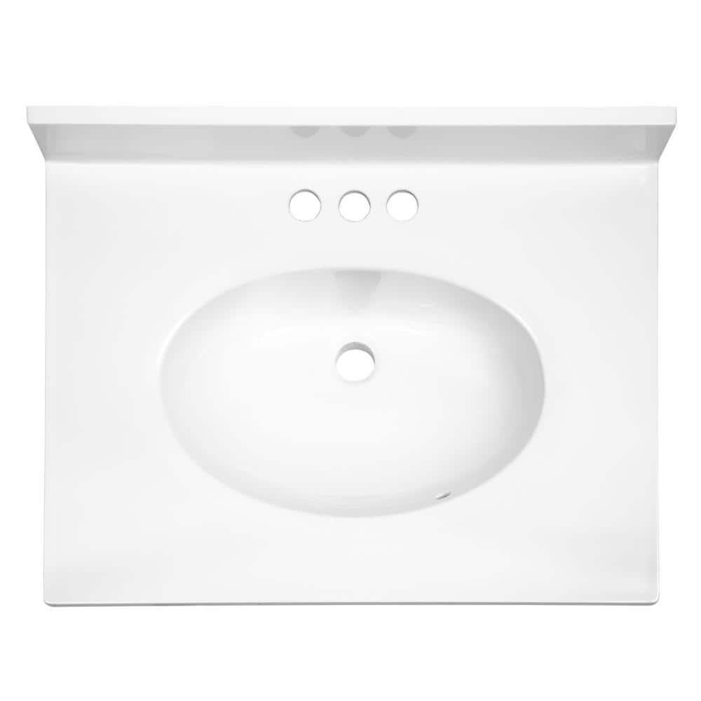 25" White Single Bathroom Vanity Sink Top