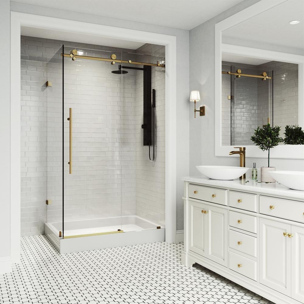 Elan E-class 48" W x 36" D x 82" H Sliding Frameless Shower Enclosure with 3/8" Clear Glass&Base