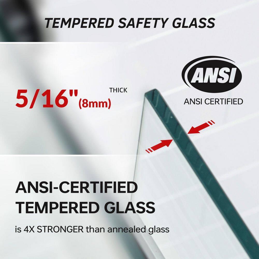 WoodBridge Frameless Single Sliding Shower Doors, 56-60" W X 62" H With 5/16" Clear Tempered Glass And Explosion-Proof Film MSDF6062-C