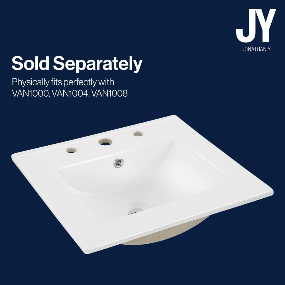 Ancillary 3-Hole 20" Classic Contemporary Rectangular Ceramic Single Sink Basin Vanity Top