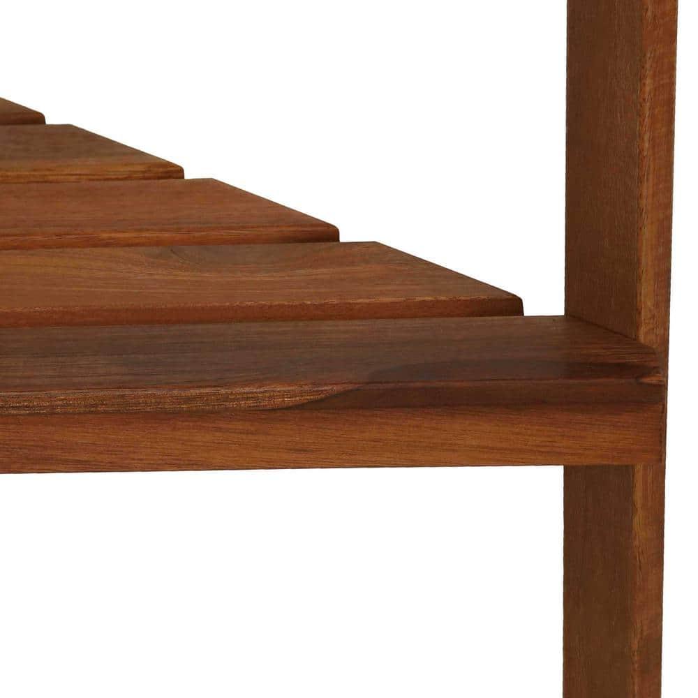 Sunnydaze Indoor/Outdoor Meranti Wood with Teak Oil Finish 3-Tiered Corner Flower Plant Stand Shelf Display - 36" - Brown