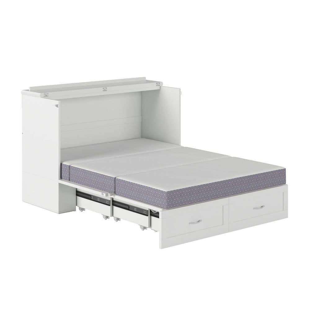AFI Hamilton Full Solid Wood Murphy Bed Chest with Built-In Charger in White