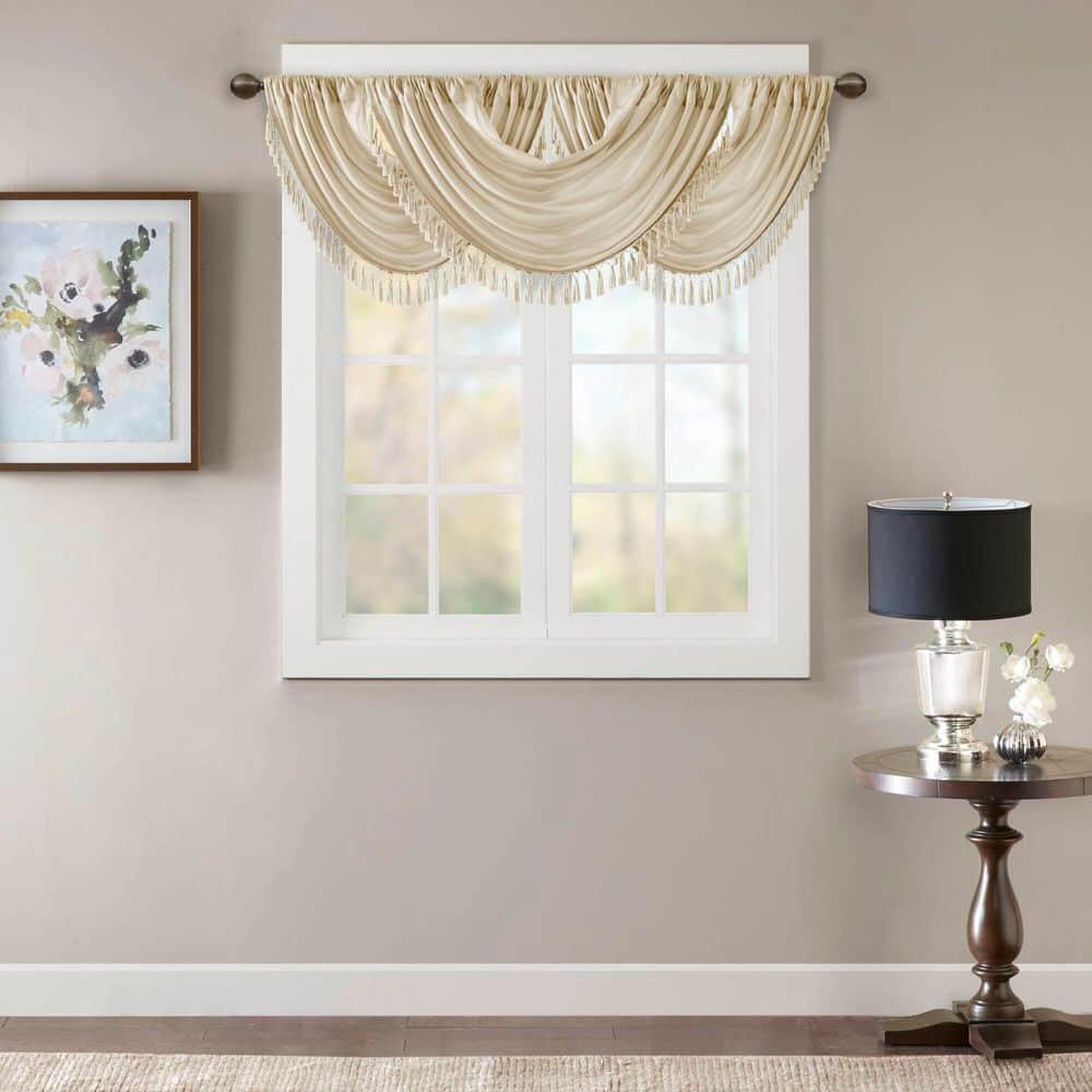 Madison Park Elena Faux Silk Waterfall Embellished 38'' W Window Valance