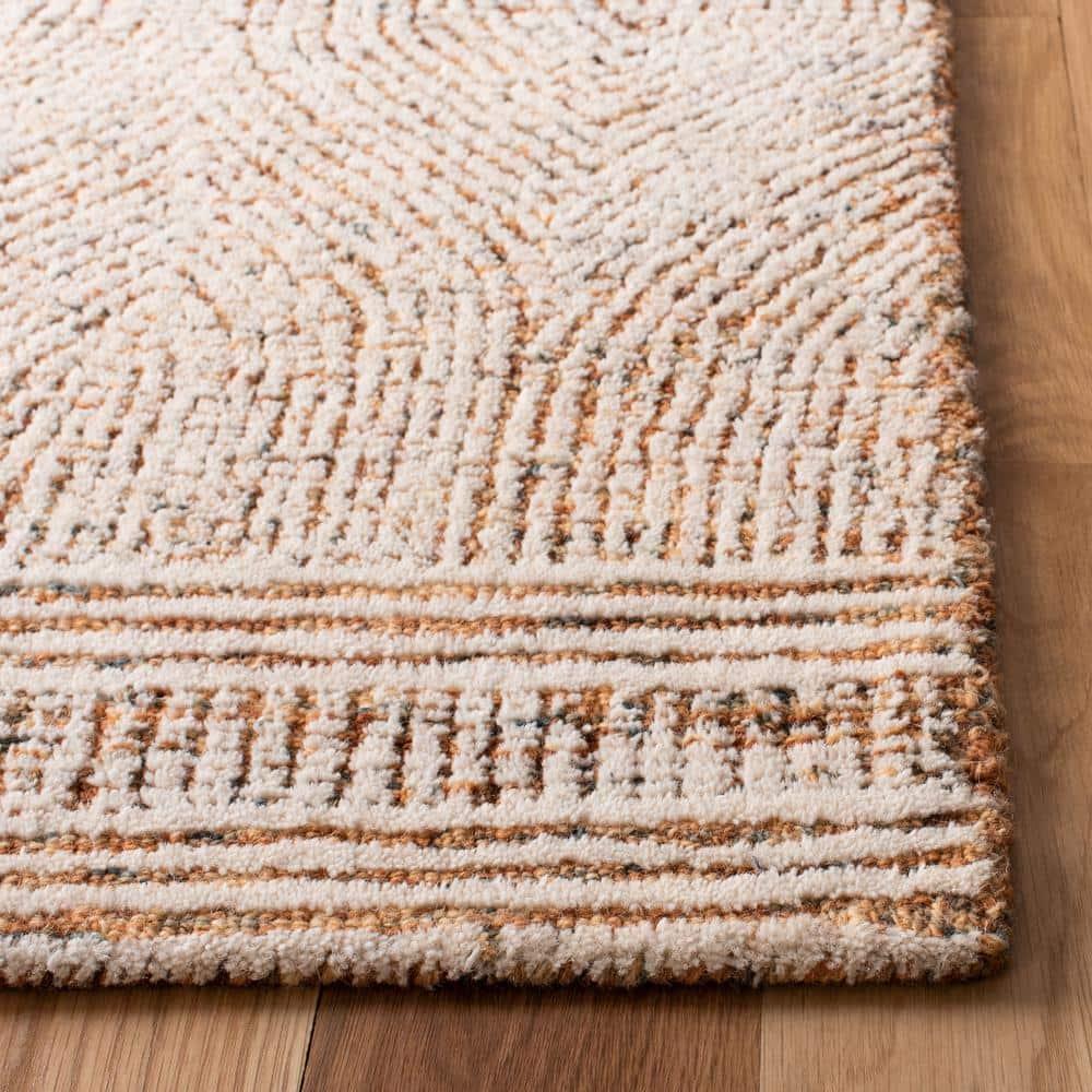Abstract ABT340 Handmade Indoor Area Rug - Ivory/Rust - 4'x6' - Safavieh