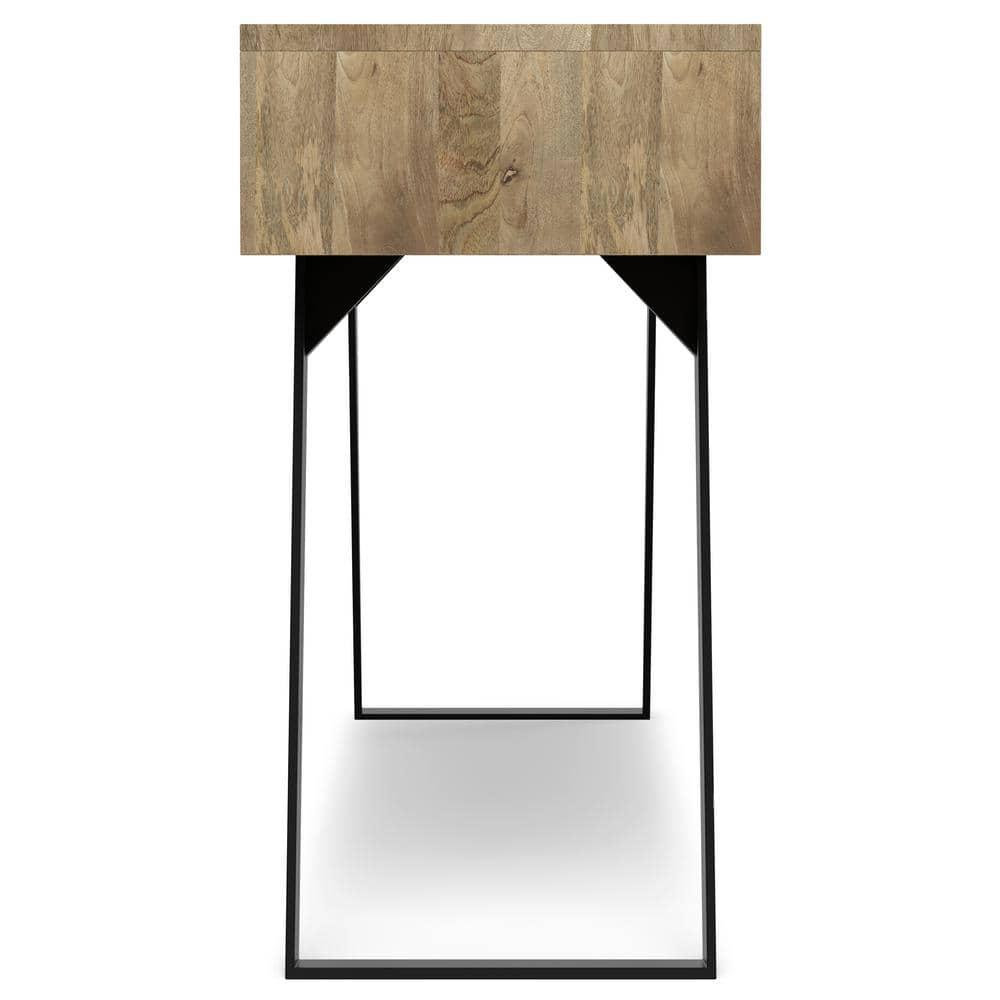 Lowry 60"W Solid Wood Modern Industrial Storage Console Table with 3 Storage Drawers and Metal Legs