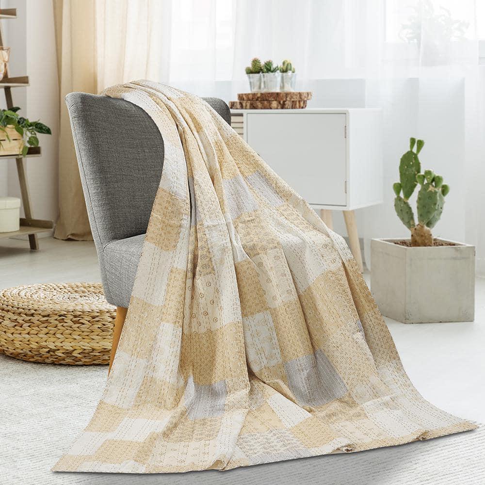 Rajani Home Advika Handmade Kantha Cotton Throw Blanket