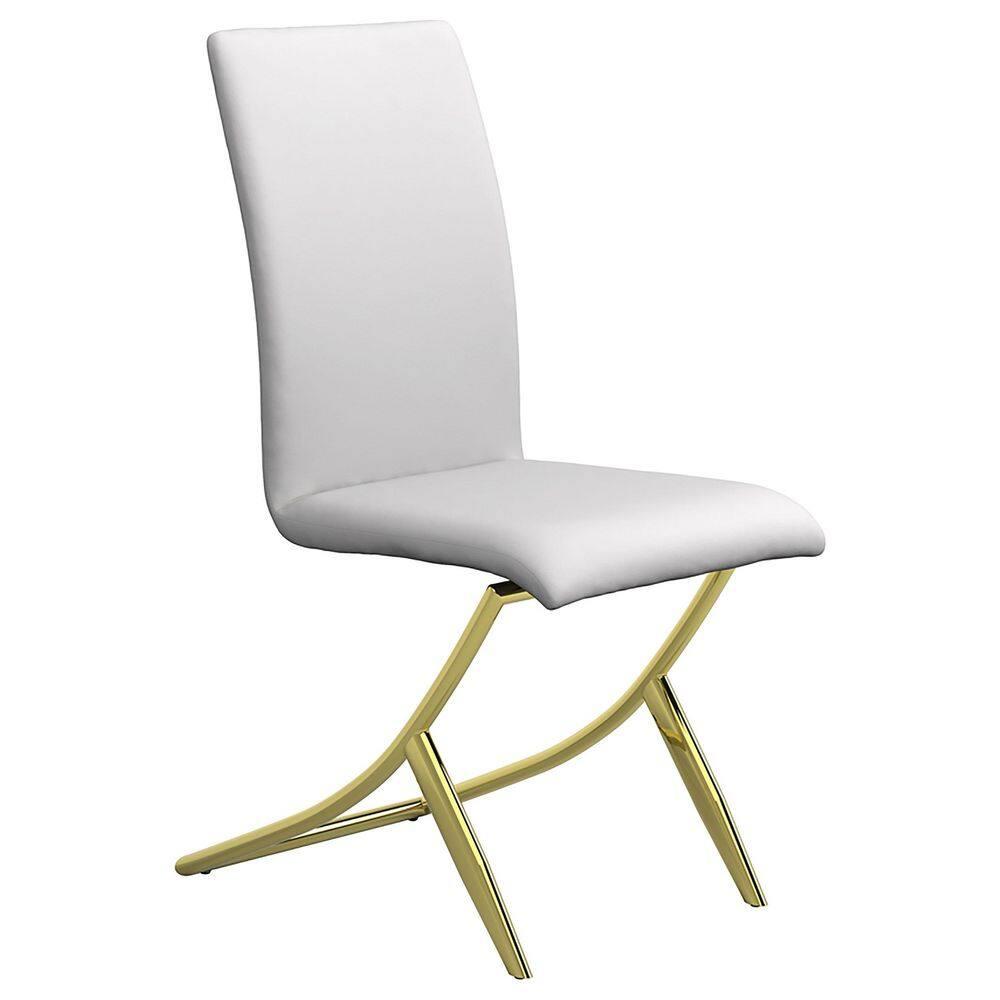 Coaster Chanel Upholstered Faux Leather Dining Chairs in White