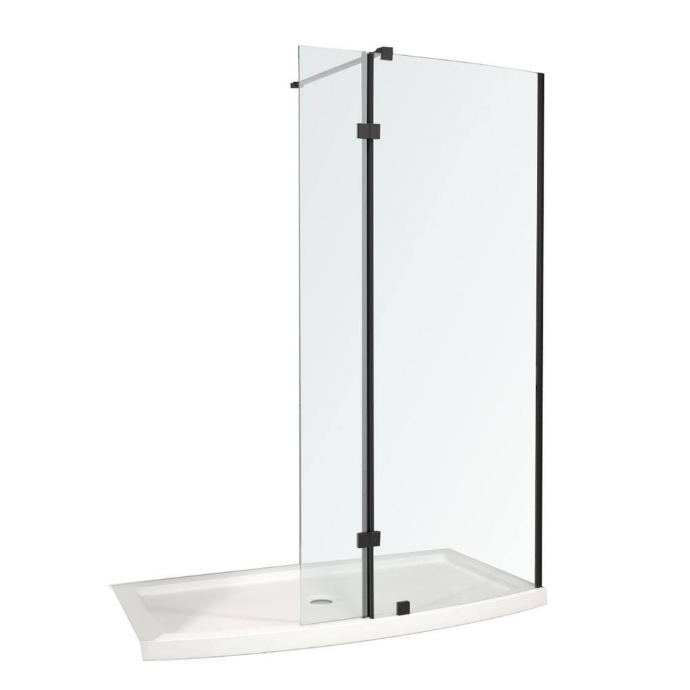 A&E Bath and Shower 60'' W 77.5'' H Framed Shower Enclosure Halim-60-BLK