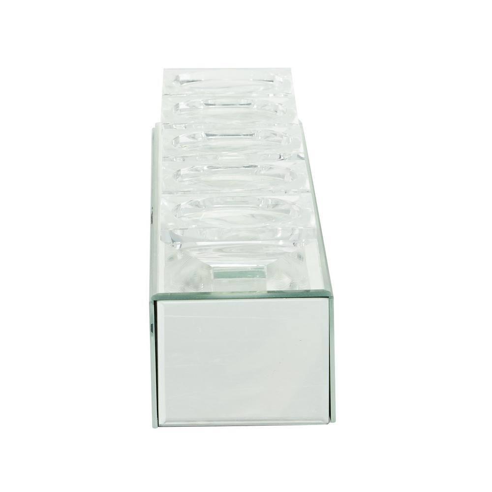 Olivia & May 20" x 5" Glass Candle Holder with Mirrored Base: Luxury Glam Style, Pillar Candle Compatible, Tabletop Elegance