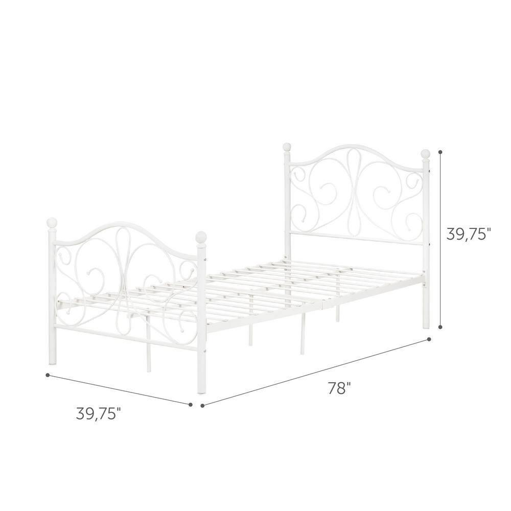South Shore Summer Breeze Complete Twin Metal Platform Bed (39"), White