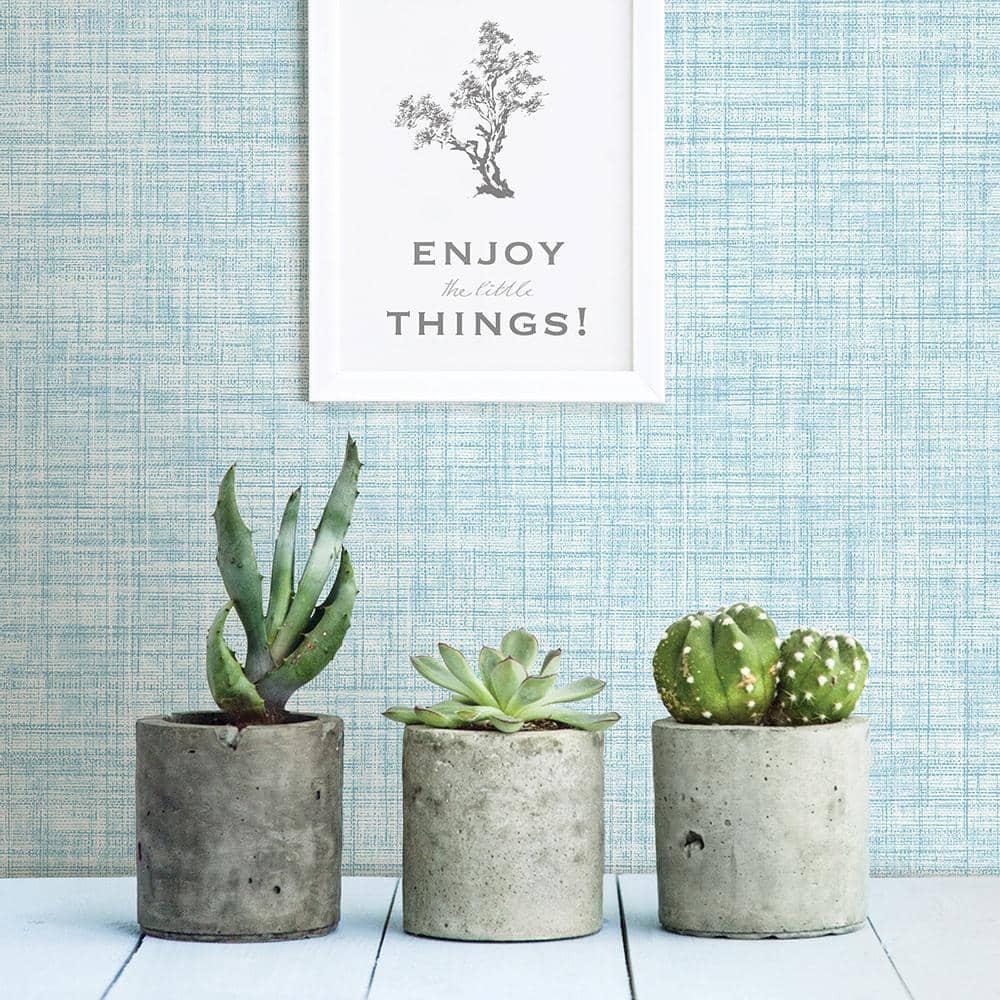 Chesapeake Mendocino Blue Linen Unpasted Non Woven Wallpaper, 20.5-in by 33-ft, 56.4 sq. ft.