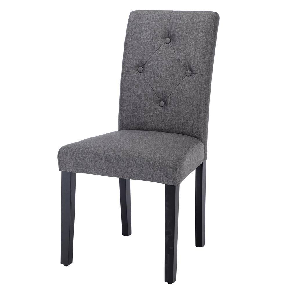 Gray Linen Upholstered High Back Parsons Side Chair Set