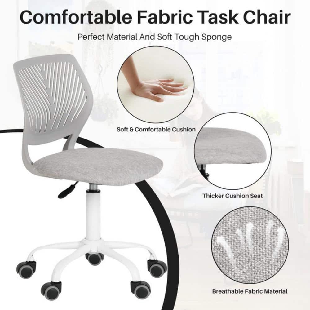 Homycasa Teen Fabric Task  Small Space Mesh Ergonomic Swive Chair-Grey
