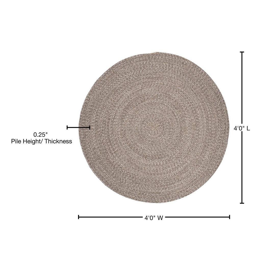 Braided BRD256 Hand Woven Indoor Area Rug - Ivory/Beige - 4' Round - Safavieh