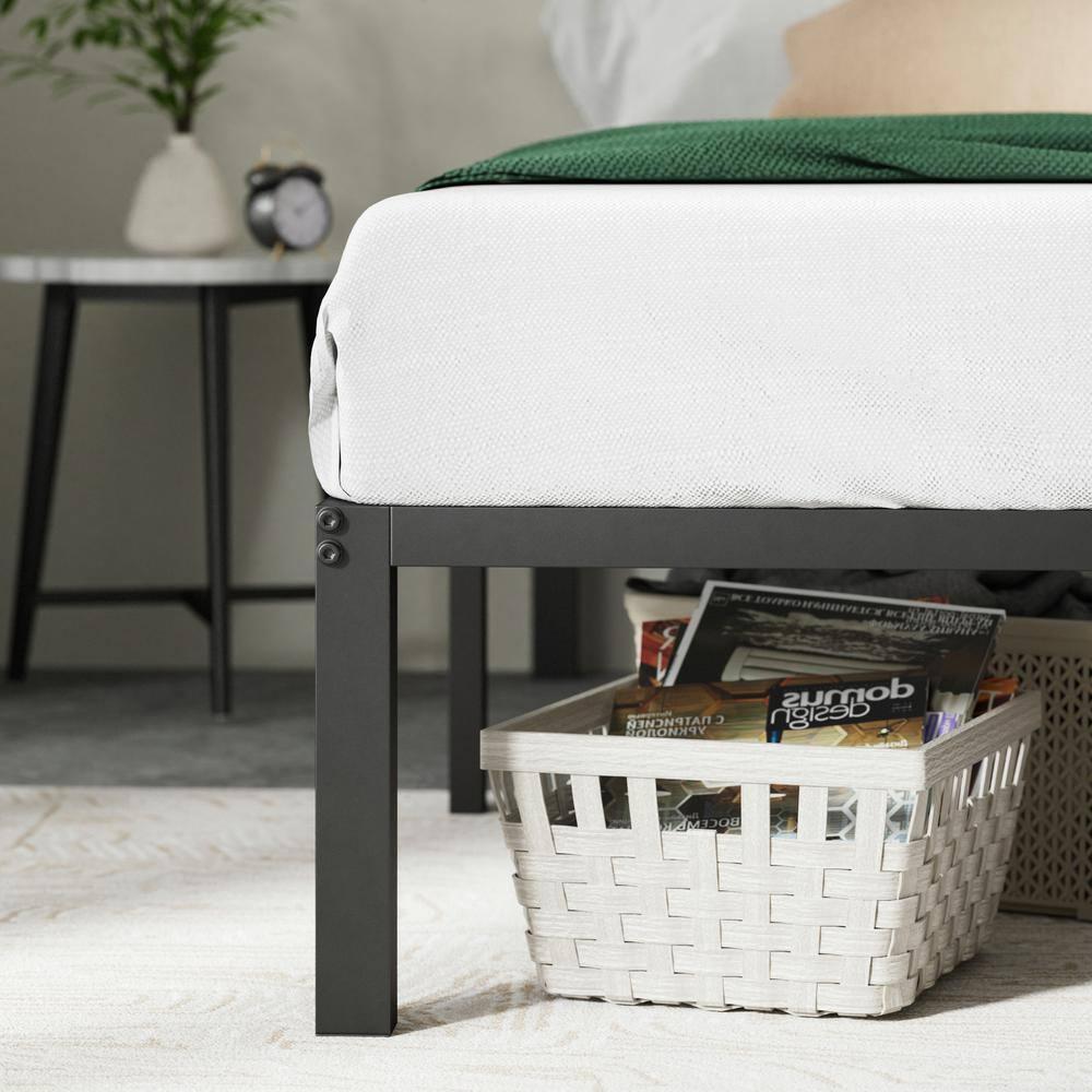 COMASACH 14 inch Queen Bed Frame, Easy Assembly, No Box Spring Needed, Heavy Duty Metal Platform Queen Size, Noise Free, Black