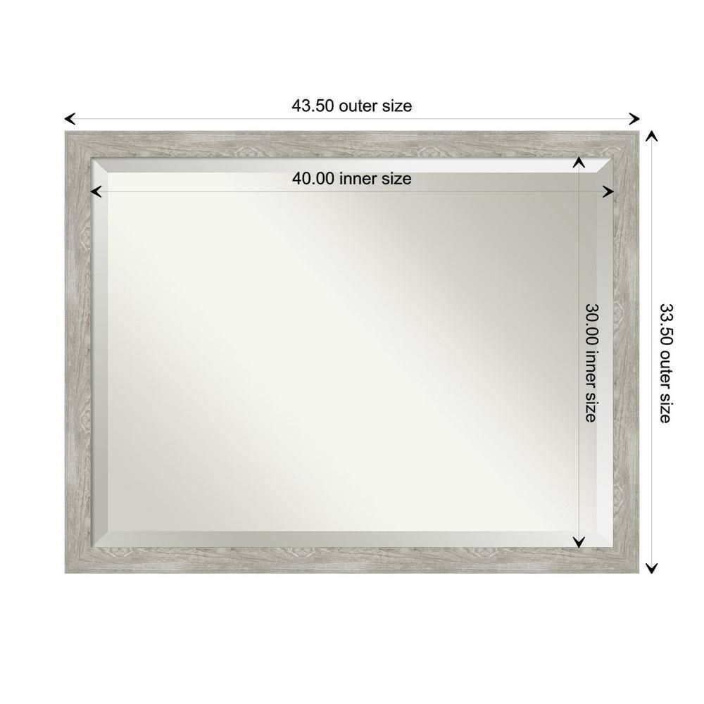 44" x 34" Dove Narrow Framed Wall Mirror Graywash - Amanti Art: Modern Beveled, Entryway Decor, No Assembly Required
