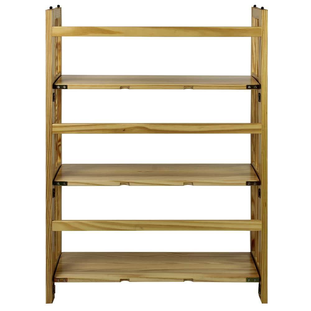 3-Shelf Folding Stackable Bookcase 27.5" Wide-Natu