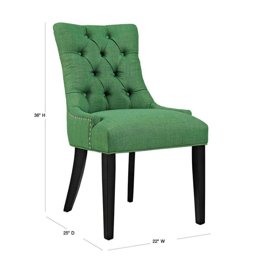 Regent Fabric Dining Chair Kelly Green - Modway: Chic Tufted Design, Nailhead Trim, Foam Padded