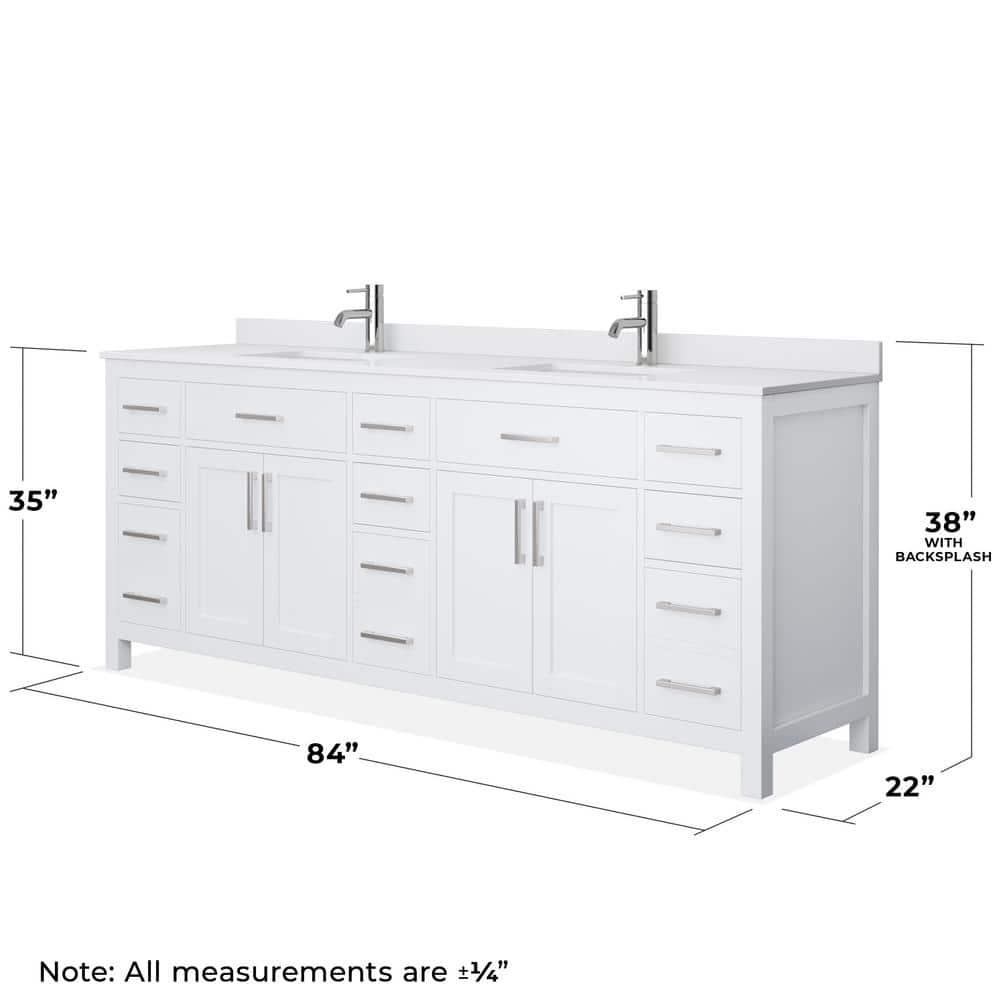 Beckett 84" Freestanding Double Bathroom Vanity with Cultured Marble Top