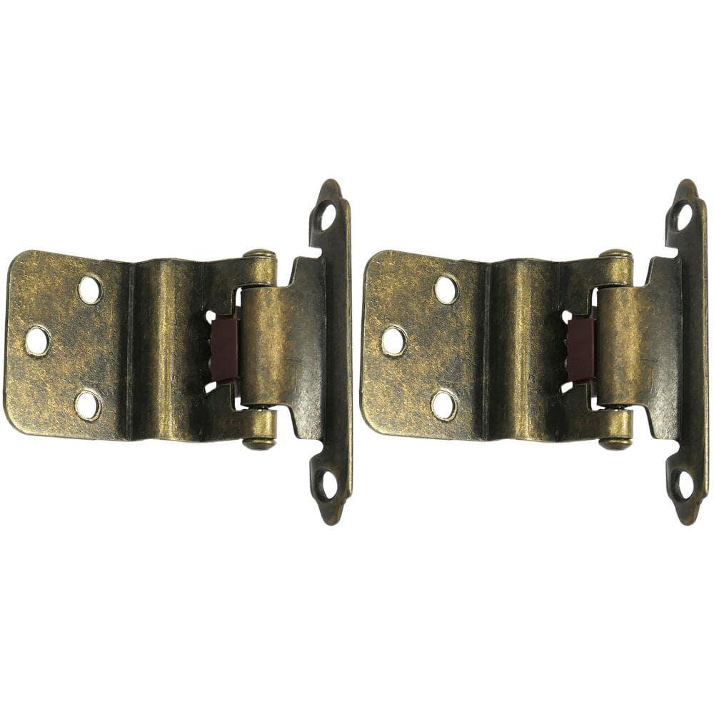Laurey 28605 3/8" Inset Self-Closing Hinge - Antique Brass Pair