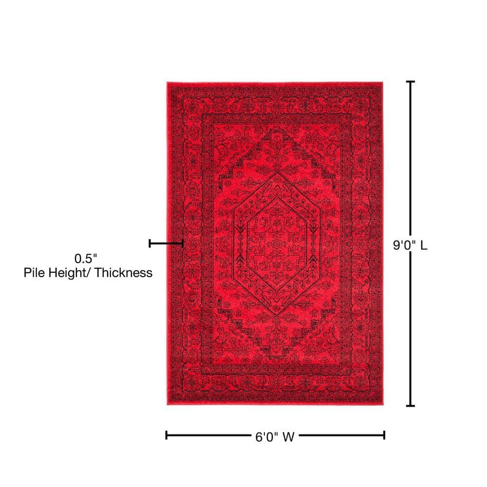 Adirondack ADR108 Power Loomed Area Rug - Red/Black - 6'x9' - Safavieh.