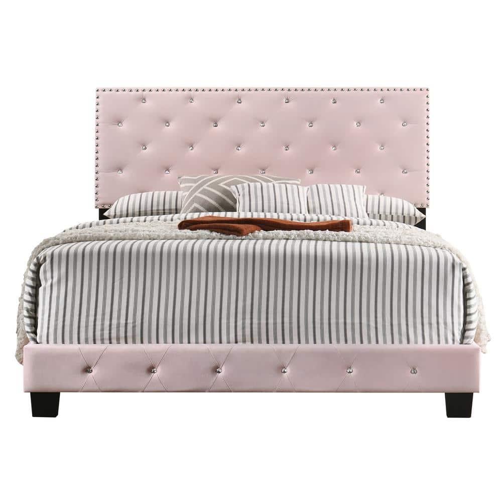 Passion Furniture Suffolk Pink Queen Panel Bed