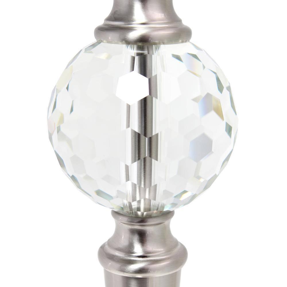 Lalia Home Crystal Drop Table and Floor Lamp Set Metallic Silver : Metallic Silver, Brushed Nickel Base ,Modern Lighting