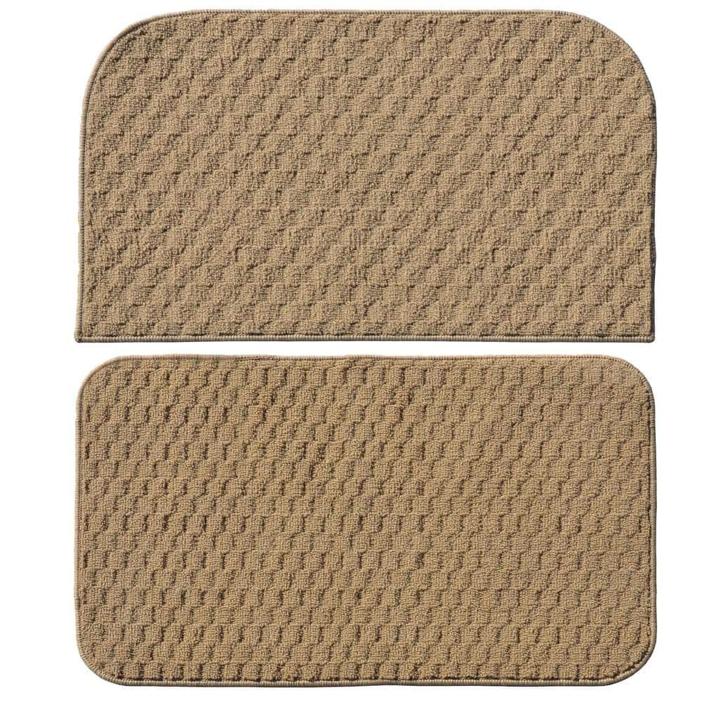 Garland Rug Town Square Tan Kitchen Rug Set, 2 Piece Sliced Set (18"x28" Sliced, and 18"x28")