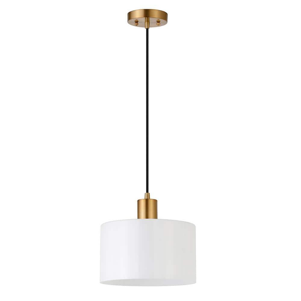 Evelyn&Zoe 10" Brass Metal/Glass Pendant