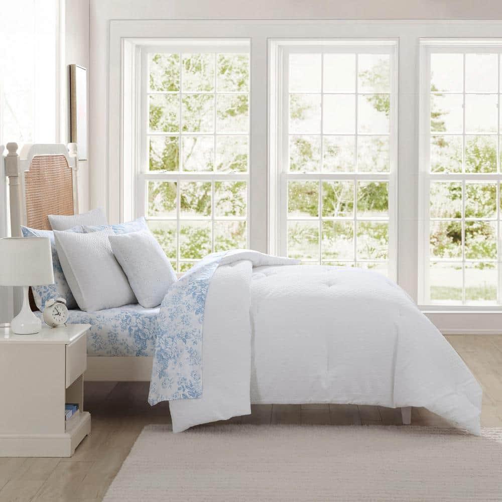 Laura Ashley Laura Ashley Margaret White Easy Care Reversible Dorm Bonus Bed Set