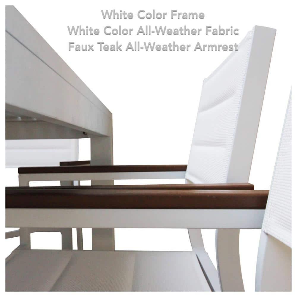 Mantona White 9-Piece Aluminum Outdoor Dining Set with Sling Set in White