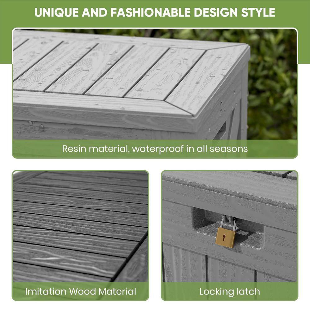 Patiowell 120 Gallon Large Deck Box, Outdoor Lockable Storage Box for Gardening Tools, Waterproof Deck Box for Patio Furniture, Grey
