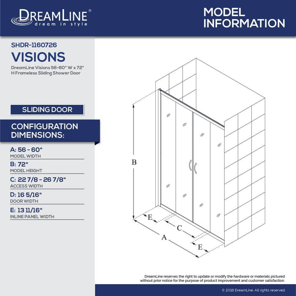 Visions 60" x 36" x 76.75" Frameless Shower Enclosures